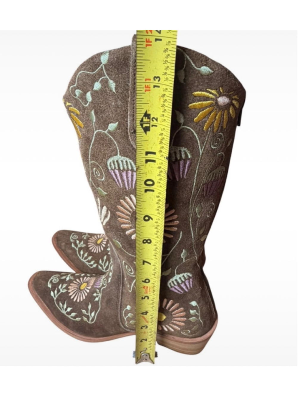 Agave Sky Vaquera Holly Suede Floral Embroidered Cowgirl Western Boots Size 6 - Picture 5 of 12